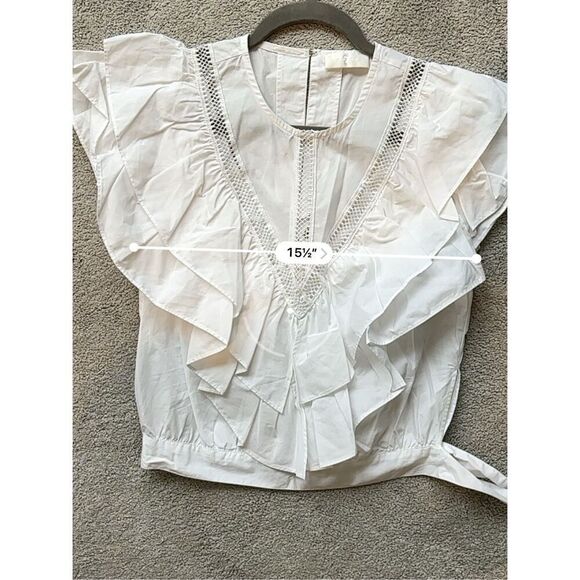 NWOT 7 for all mankind cotton flutter top, $98 XS E13 - Picture 6 of 8